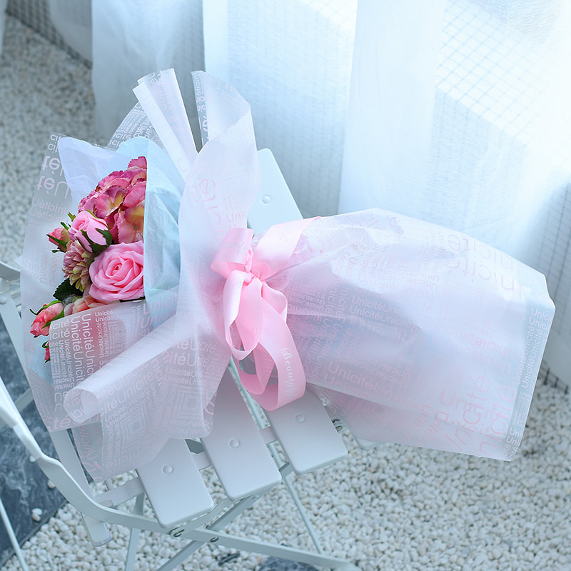 MYHC-12 Monokrom engelsk massasjefilm BOPP Transparent Flower Packaging Film
