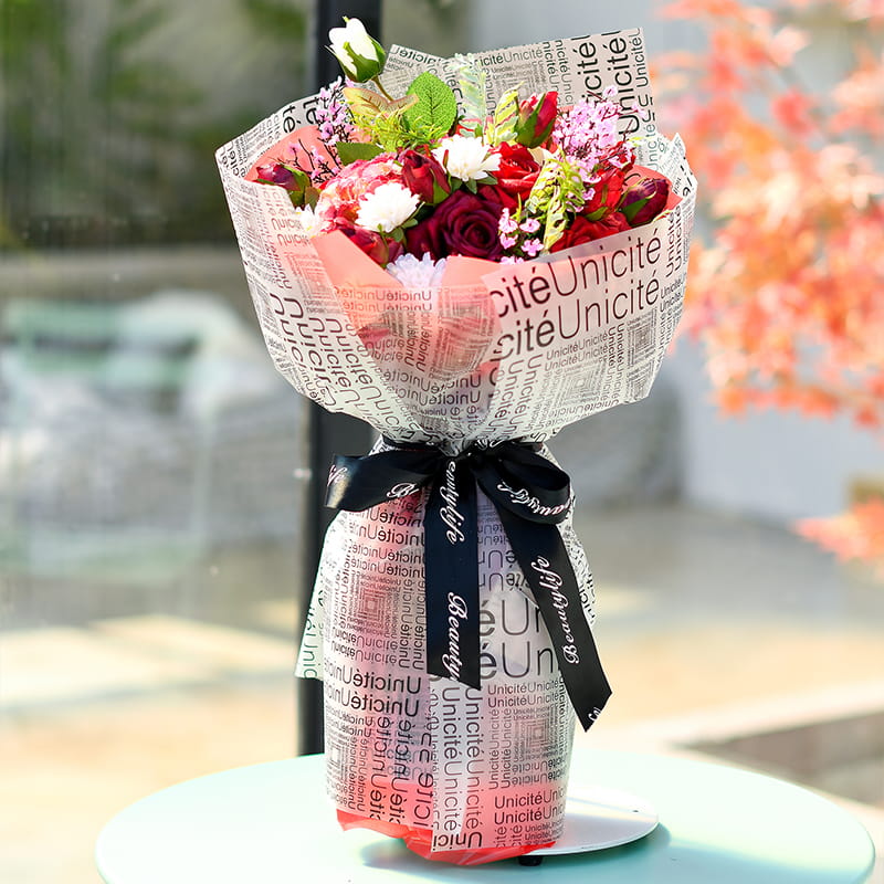 MYHC-12 Monokrom engelsk massasjefilm BOPP Transparent Flower Packaging Film
