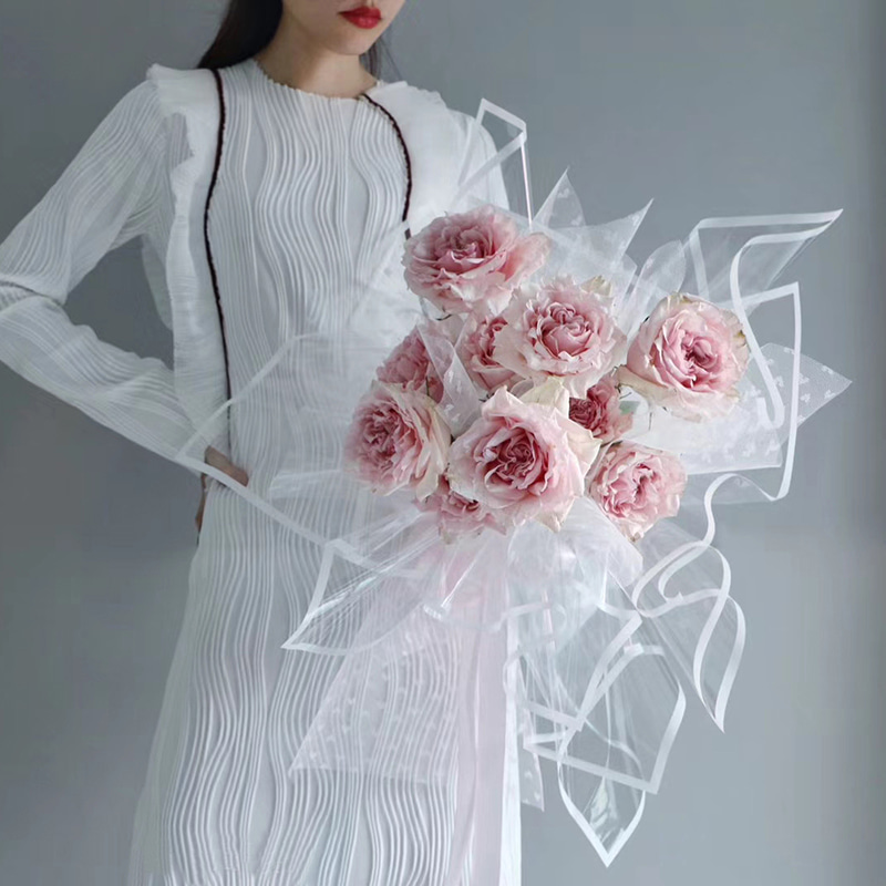MYHC-15 Transparent Monokrom Edge Plast Flower Innpakningspapir