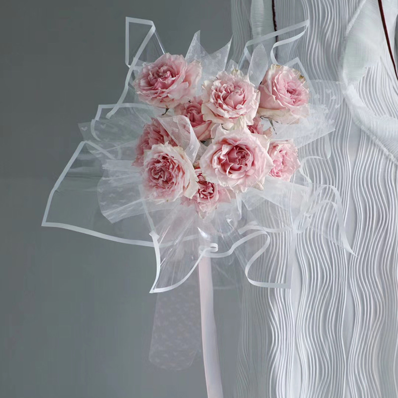 MYHC-15 Transparent Monokrom Edge Plast Flower Innpakningspapir