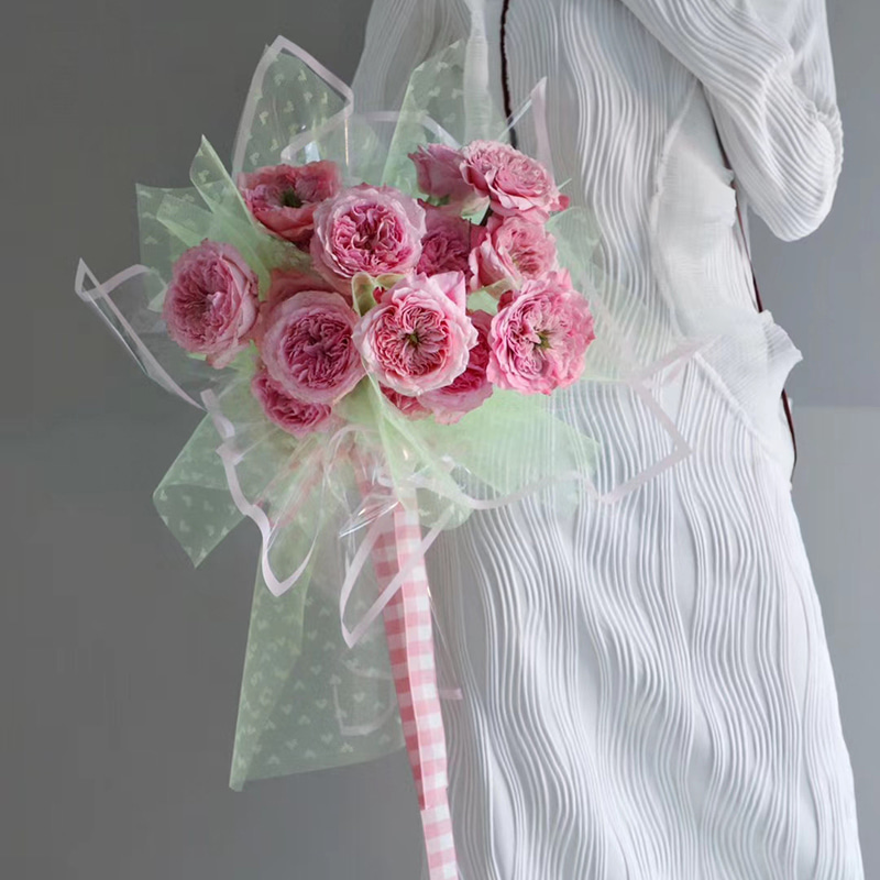 MYHC-15 Transparent Monokrom Edge Plast Flower Innpakningspapir