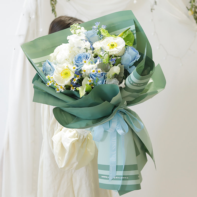 MYHC-22 57×57 cm (±2 cm) ensidig kant horisontal perleskimrende film blomsterinnpakningspapir