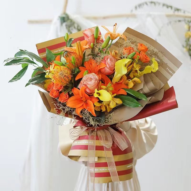 MYHC-22 57×57 cm (±2 cm) ensidig kant horisontal perleskimrende film blomsterinnpakningspapir