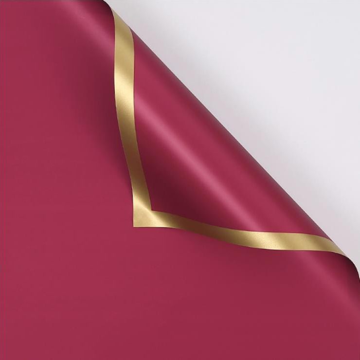MYHC-27 Gold Edge Solid Pearlescent Film Blomsterinnpakningspapir