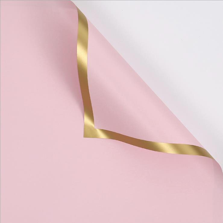 MYHC-27 Gold Edge Solid Pearlescent Film Blomsterinnpakningspapir