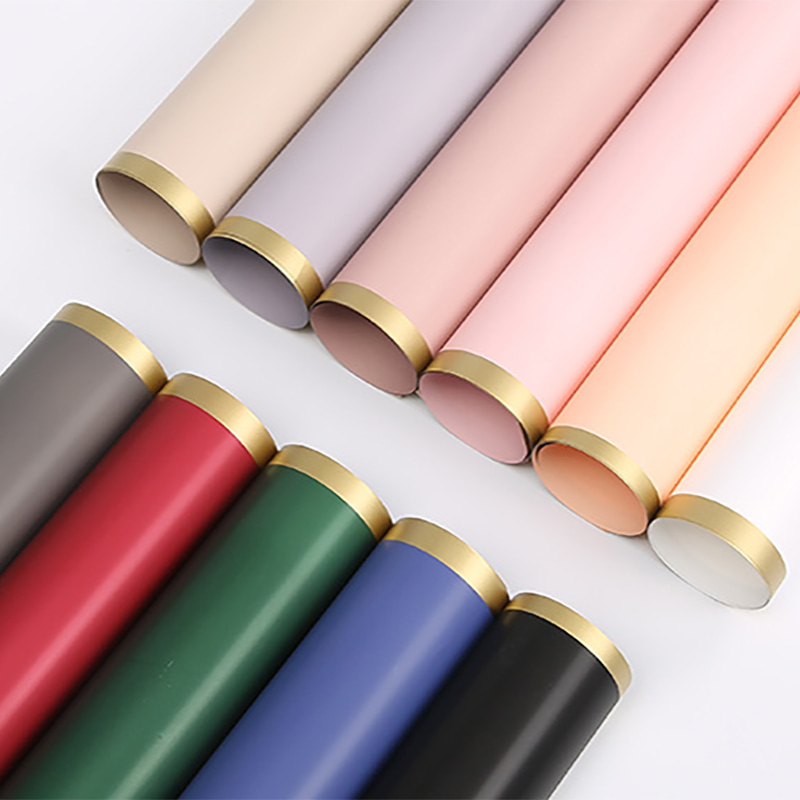 MYHC-27 Gold Edge Solid Pearlescent Film Blomsterinnpakningspapir