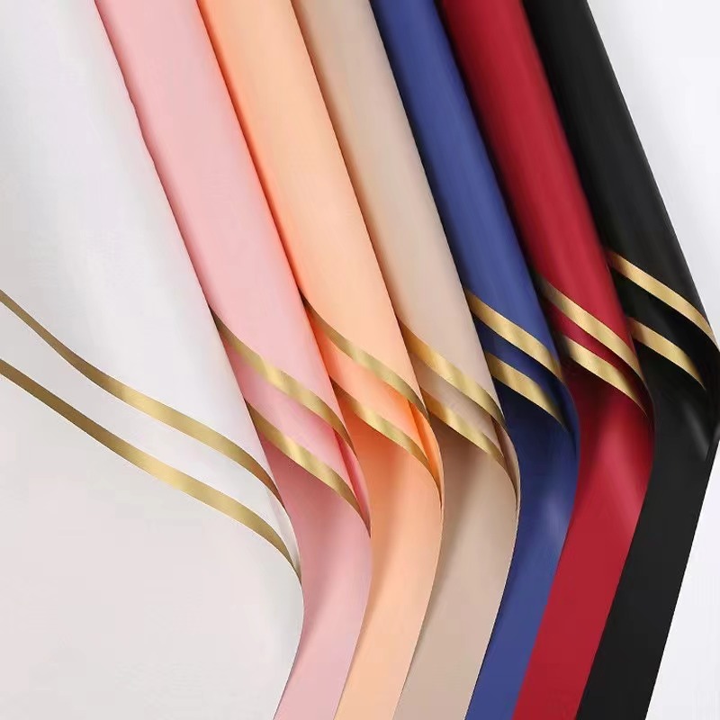 MYHC-27 Gold Edge Solid Pearlescent Film Blomsterinnpakningspapir