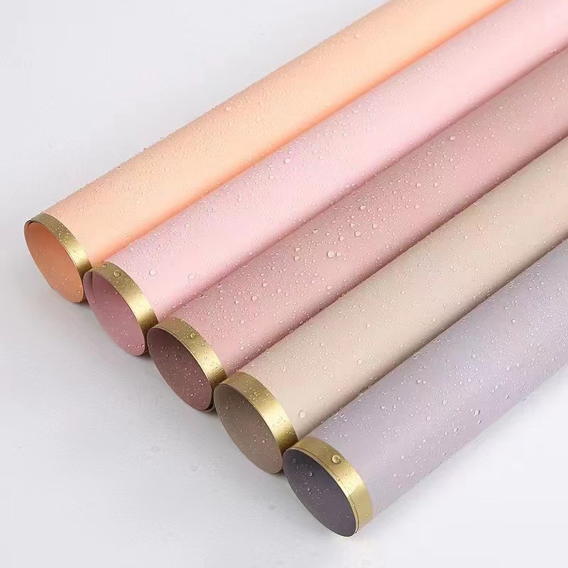 MYHC-27 Gold Edge Solid Pearlescent Film Blomsterinnpakningspapir