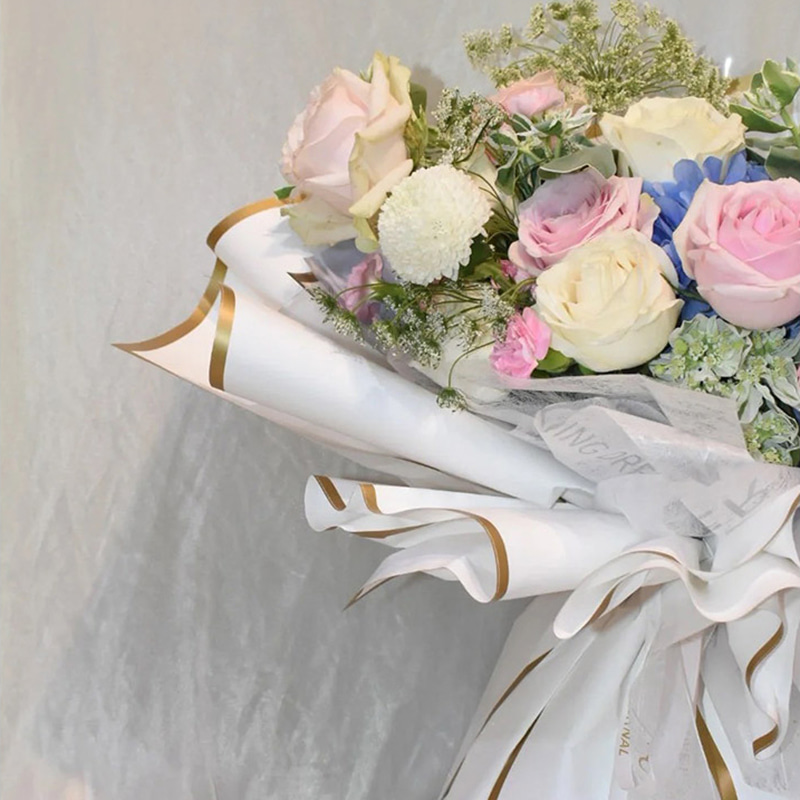 MYHC-27 Gold Edge Solid Pearlescent Film Blomsterinnpakningspapir