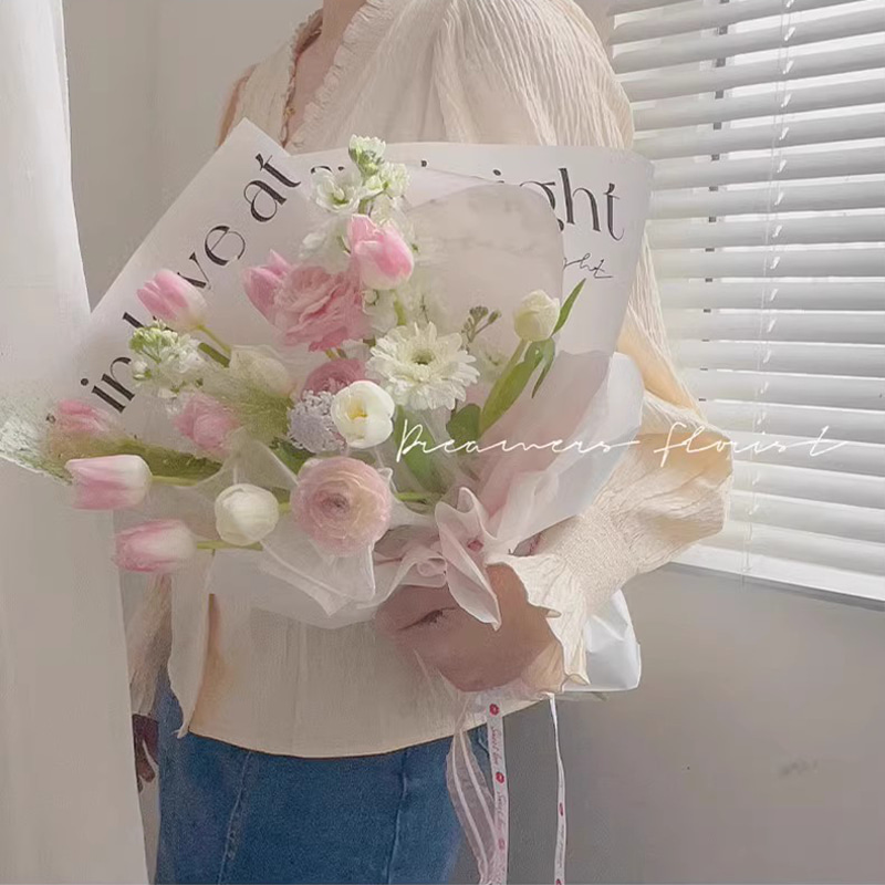 MYHC-53 Ensidig kjærlighet ved første blikk Engelsk dekorasjon plastblomster innpakningspapir