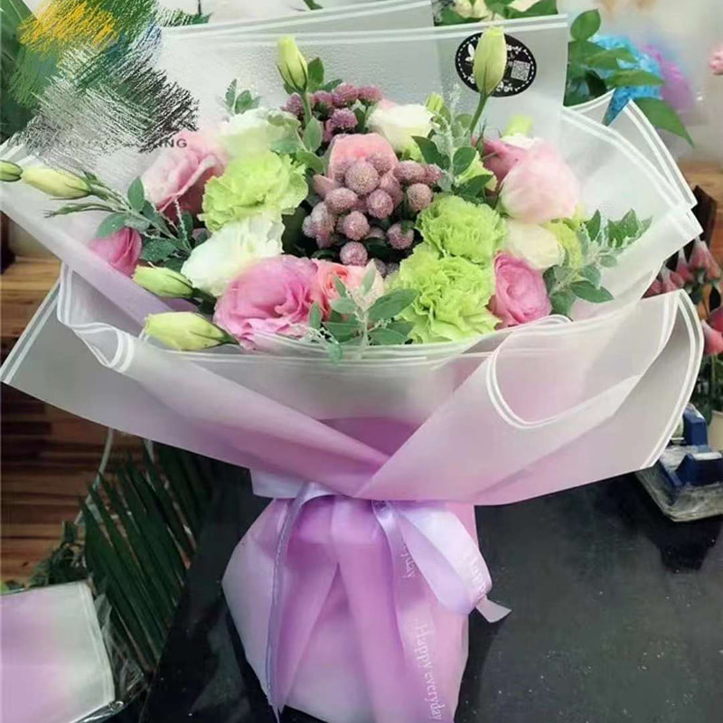 MYHC-54 ensidig dobbel hvit linje kant gradient farge plast blomster emballasjefilm
