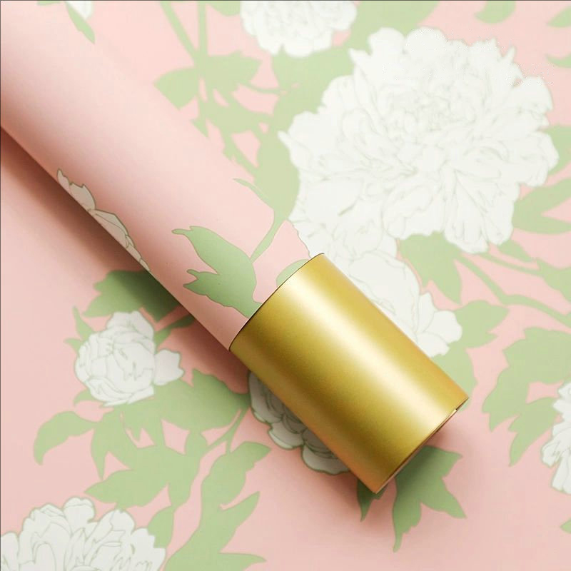 MYHC-78 Gold-Border kinesisk stil Peony mønster perleskimrende film blomster innpakningspapir