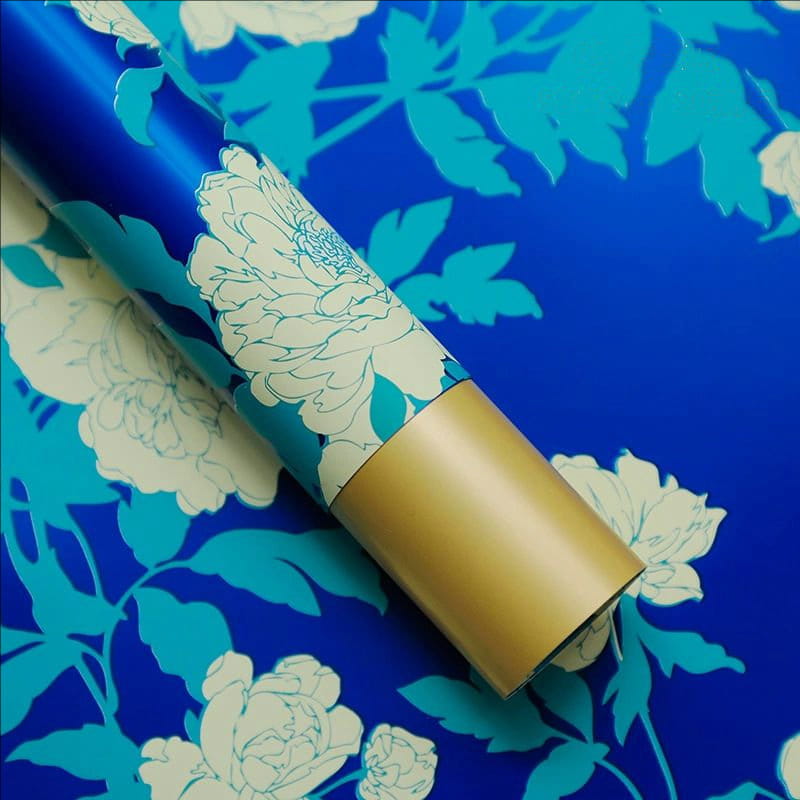 MYHC-78 Gold-Border kinesisk stil Peony mønster perleskimrende film blomster innpakningspapir