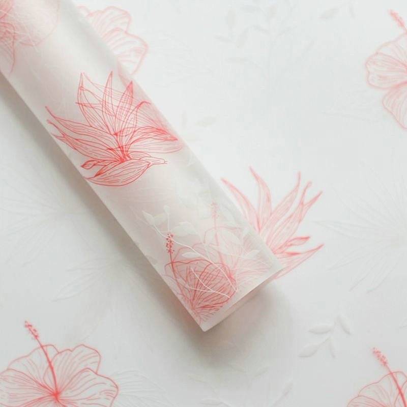 MYHC-80 Simple Plant Lines Transparent Film Flowers Innpakningspapir