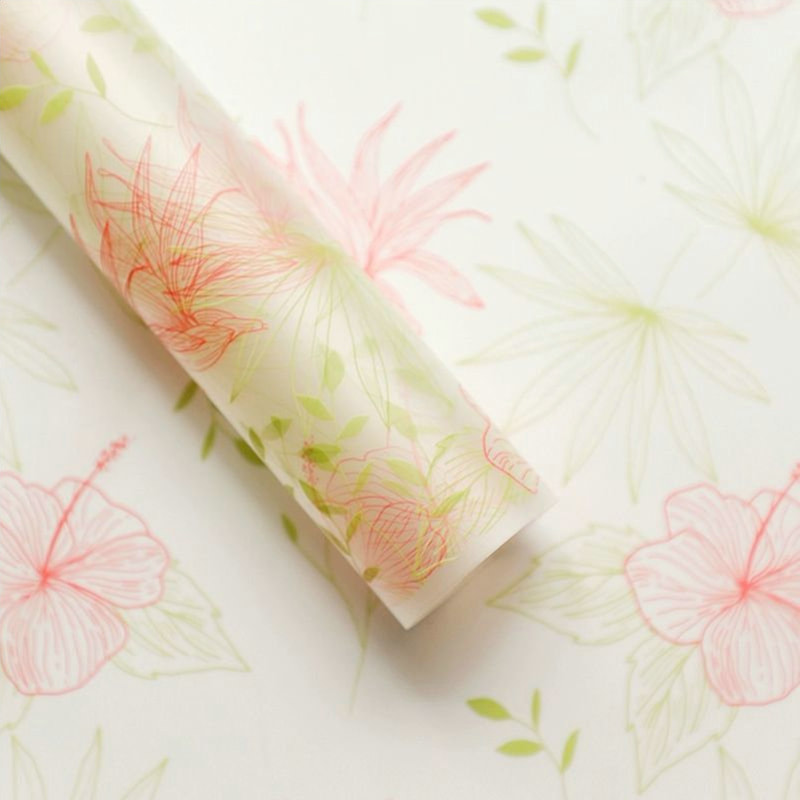 MYHC-80 Simple Plant Lines Transparent Film Flowers Innpakningspapir