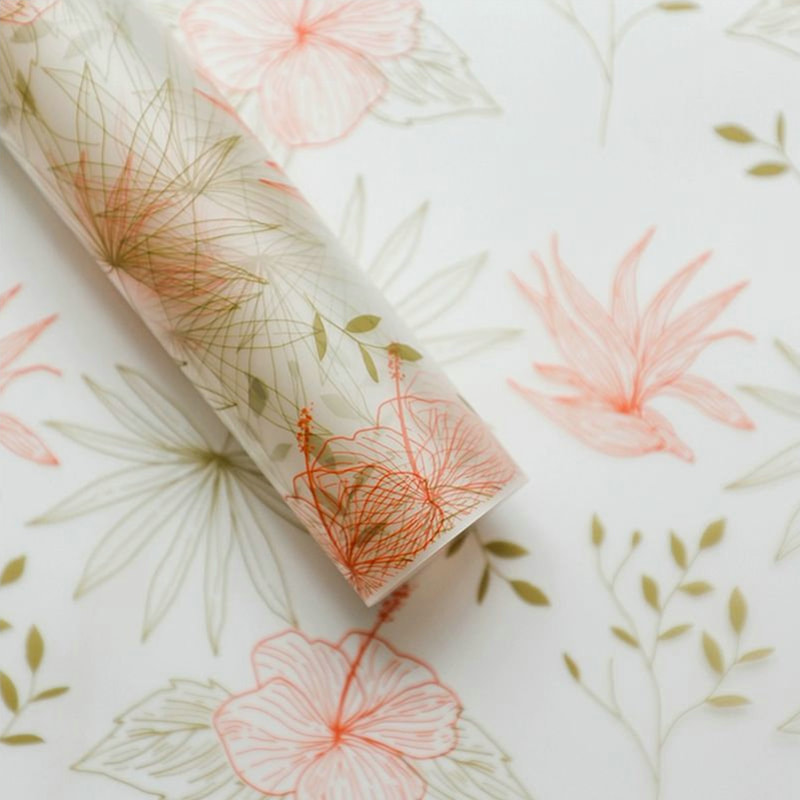 MYHC-80 Simple Plant Lines Transparent Film Flowers Innpakningspapir