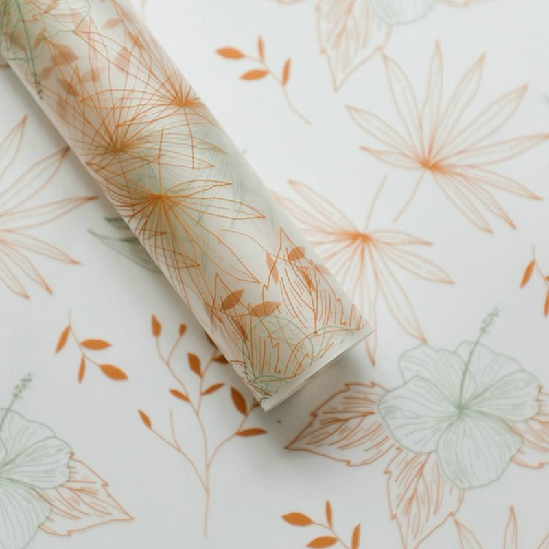MYHC-80 Simple Plant Lines Transparent Film Flowers Innpakningspapir