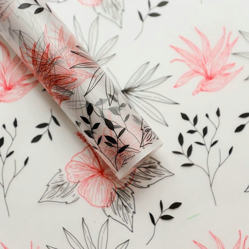 MYHC-80 Simple Plant Lines Transparent Film Flowers Innpakningspapir