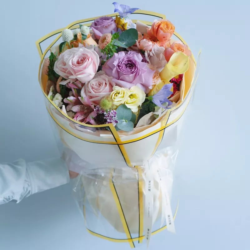 Sølvkantet halvgjennomsiktig sølvion matt vanntett blomsterinnpakningspapir