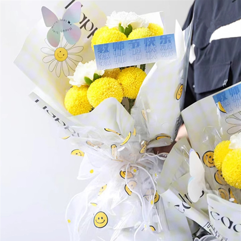 OPP Cellofan smilende ansikt Blomst innpakningspapir