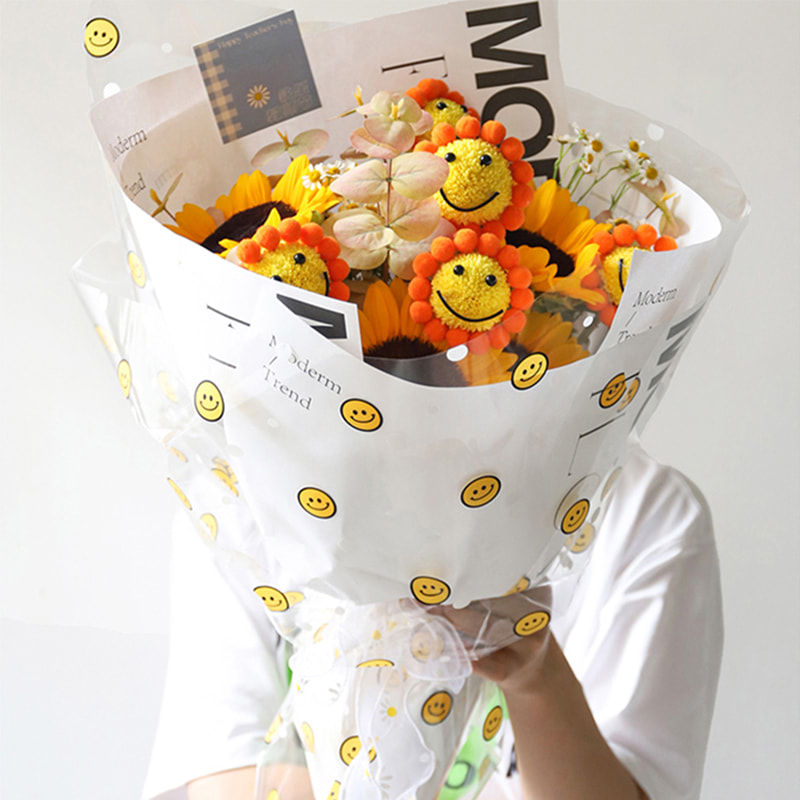 OPP Cellofan smilende ansikt Blomst innpakningspapir