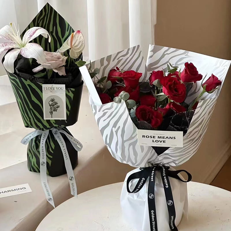 Sebra-trykk seks-farget blomster innpakningspapir