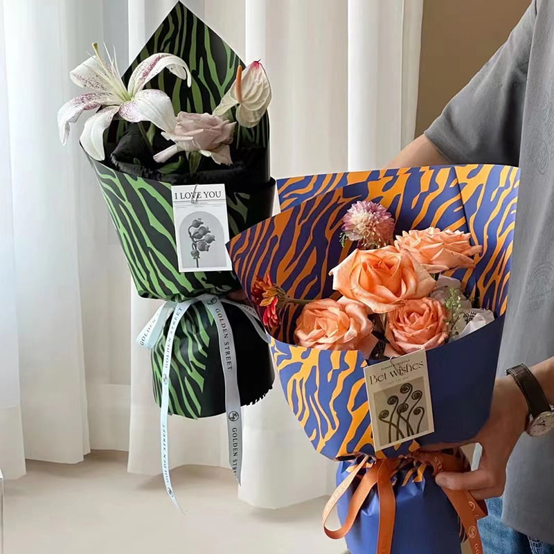 Sebra-trykk seks-farget blomster innpakningspapir