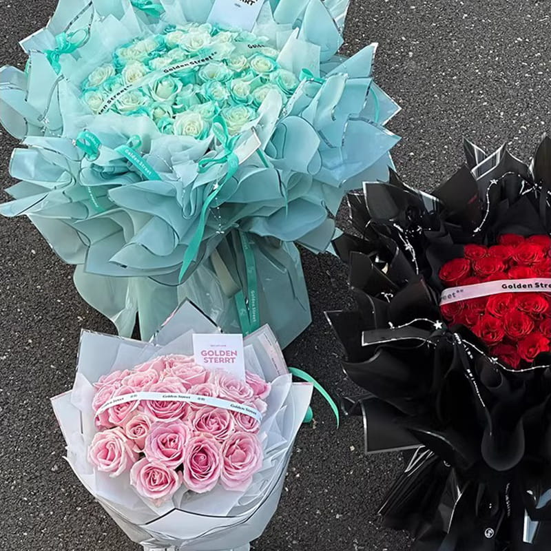 Sølvion vannblank film blomsterinnpakningspapir